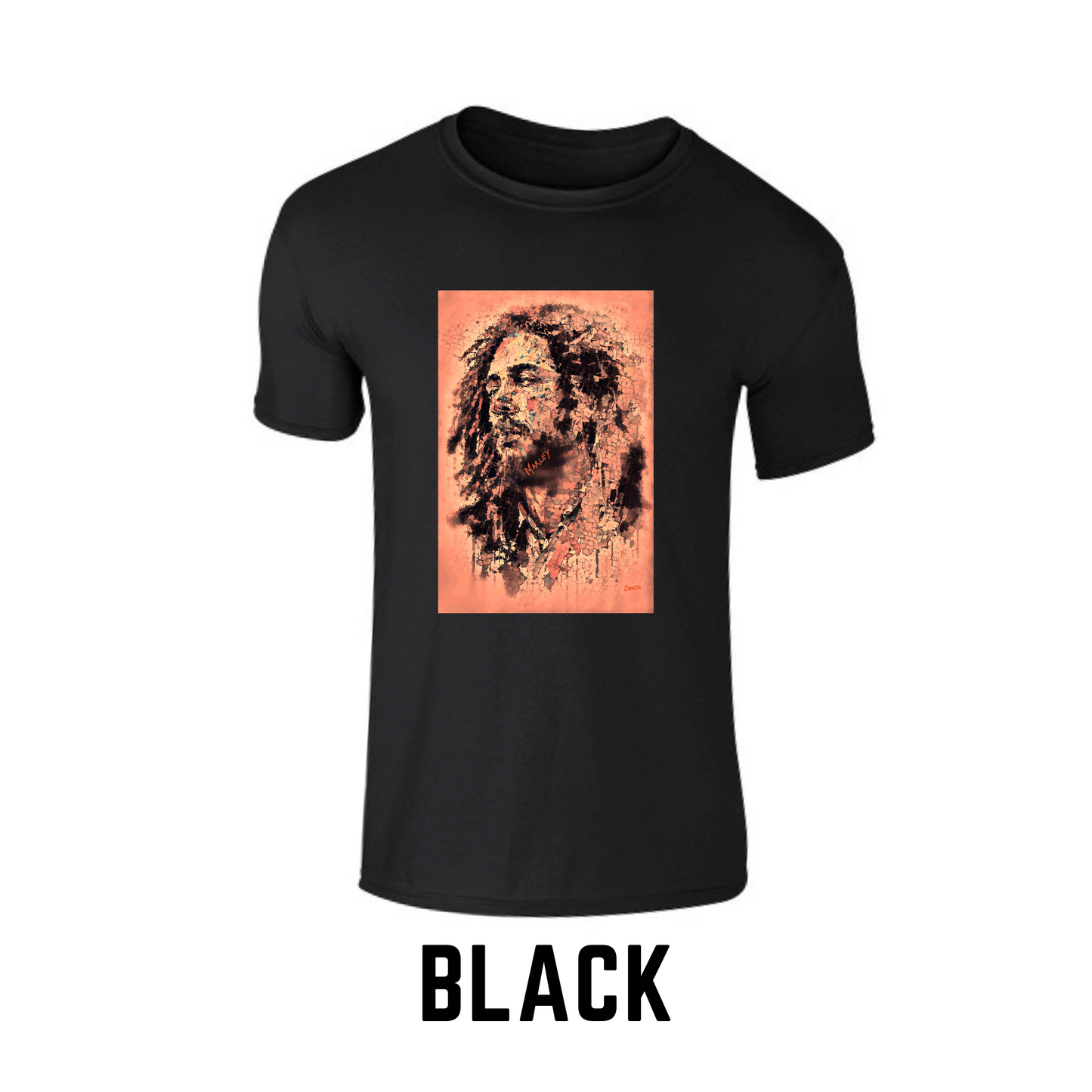 Bob Marley Dreads Printed Crew Neck T-Shirt by DeeDi Digital Art