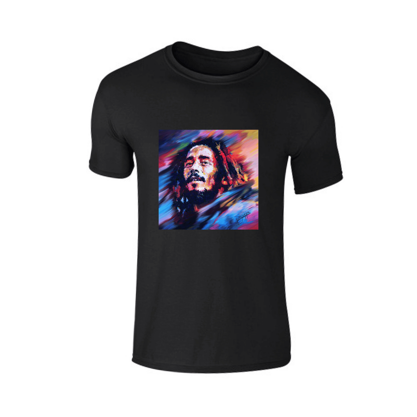 Bob Marley Printed Crew Neck T-Shirt by DeeDi Digital Art