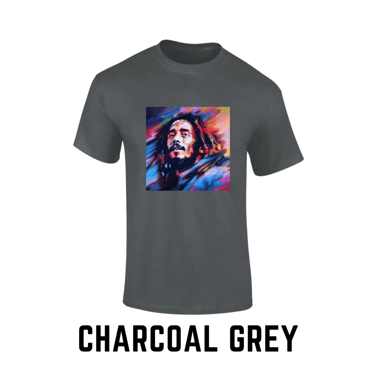 Bob Marley Printed Crew Neck T-Shirt by DeeDi Digital Art