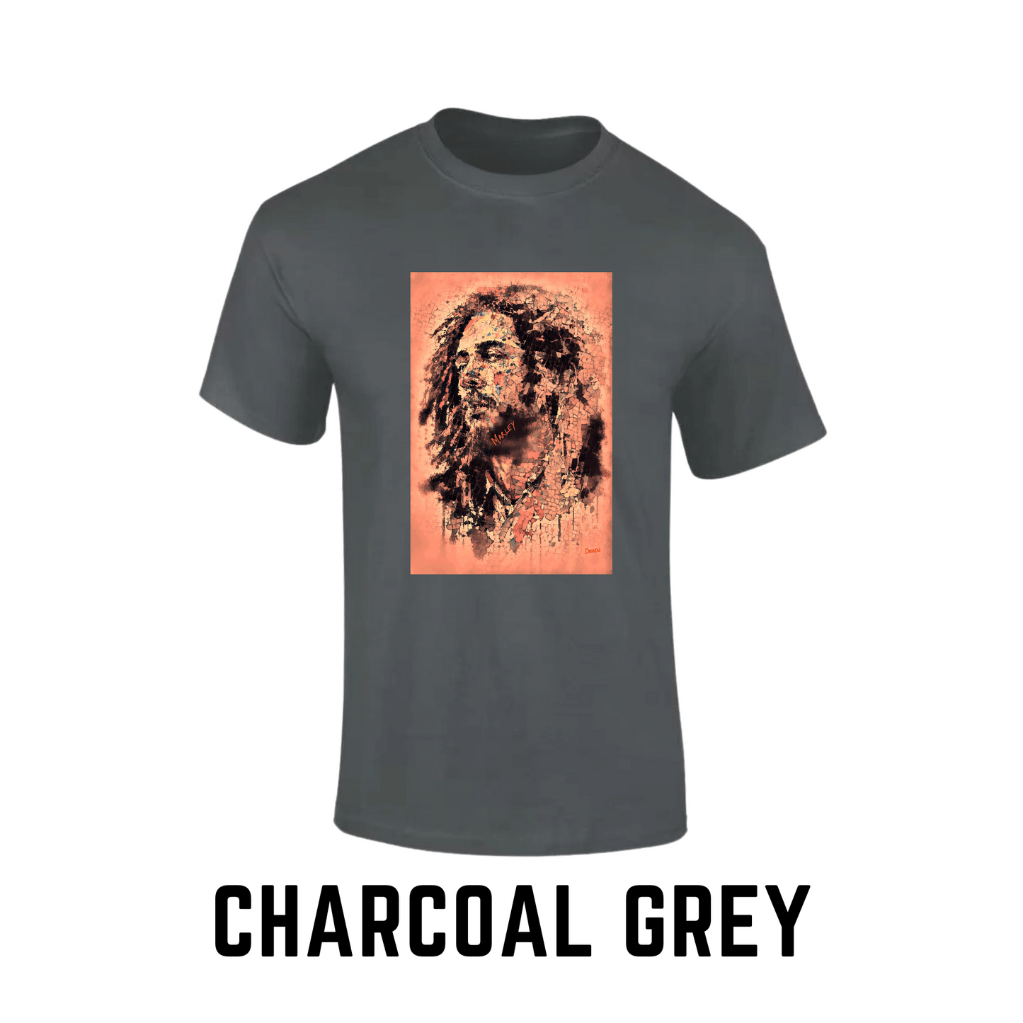 Bob Marley Dreads Printed Crew Neck T-Shirt by DeeDi Digital Art