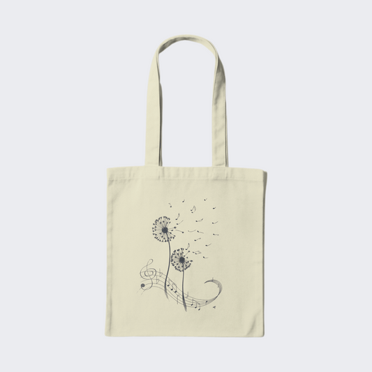 Pair of Dandelions Musical Notes Tote Bag - Designed by Mel Champion