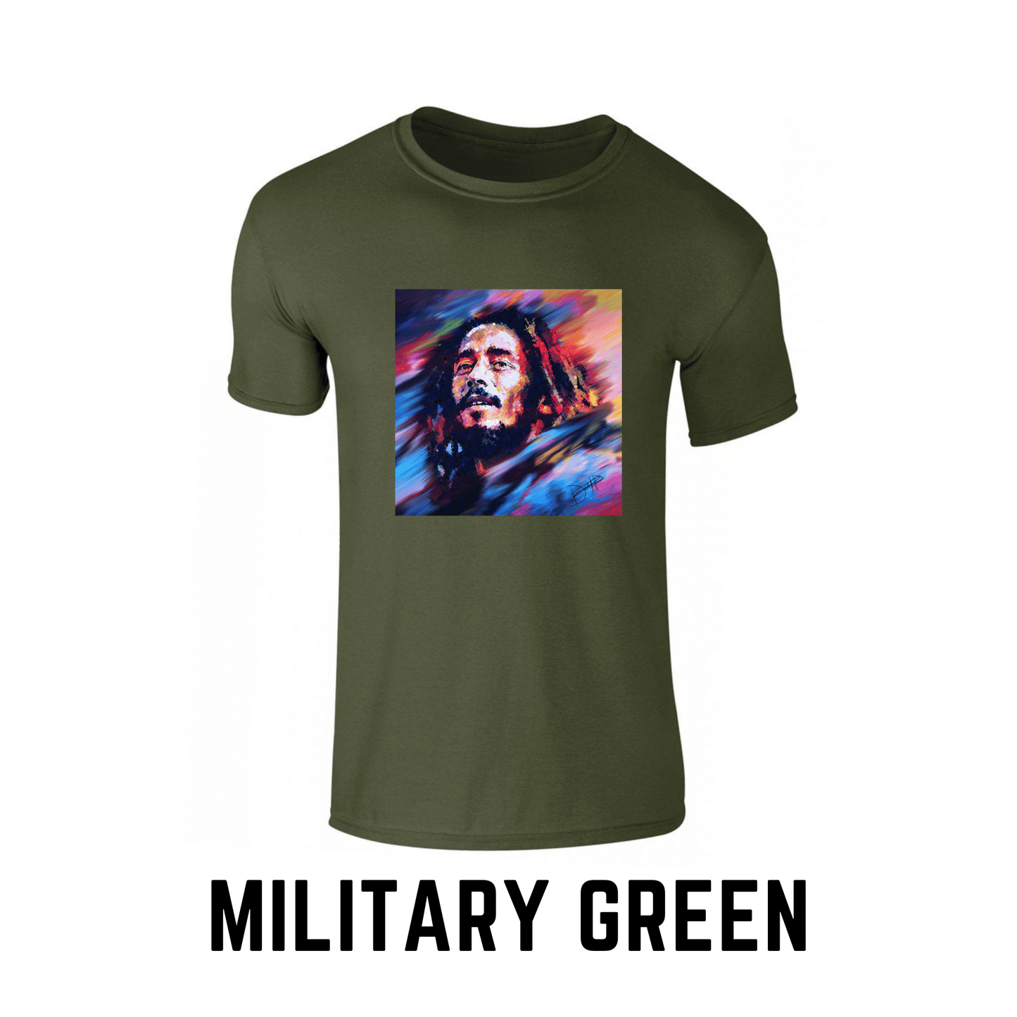 Bob Marley Printed Crew Neck T-Shirt by DeeDi Digital Art