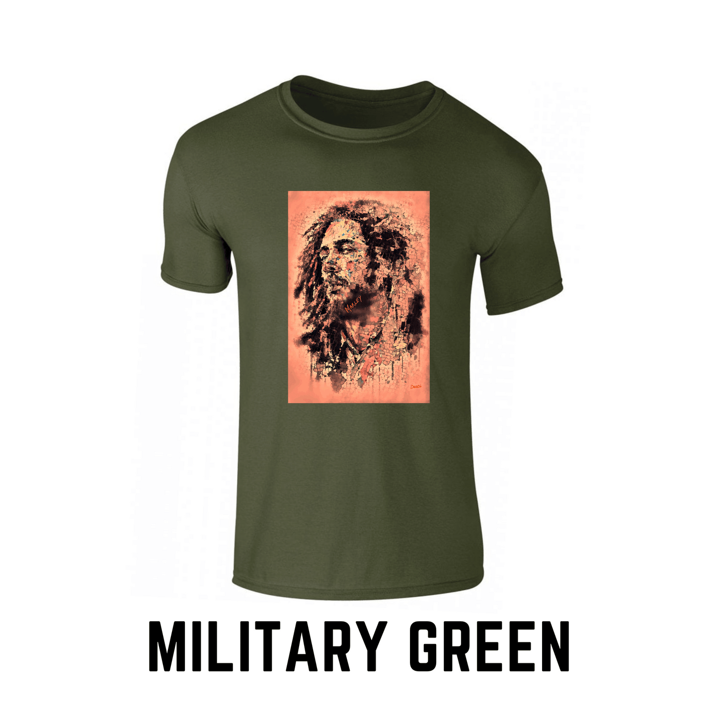 Bob Marley Dreads Printed Crew Neck T-Shirt by DeeDi Digital Art