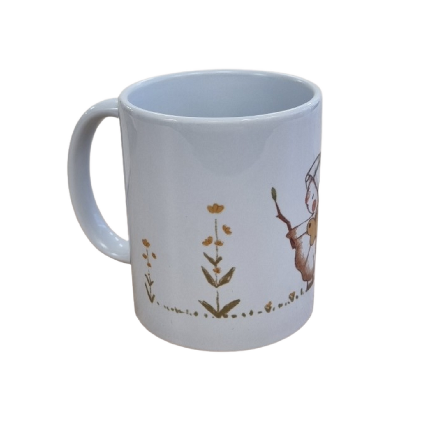 Mohn Art Little Mushroom and Butterfly | White Ceramic Mug