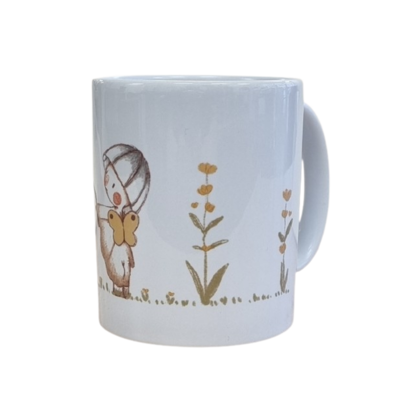 Mohn Art Little Mushroom and Butterfly | White Ceramic Mug