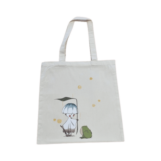 Mohn Art Little Mushroom and Frog | Cream Cotton Tote Bag