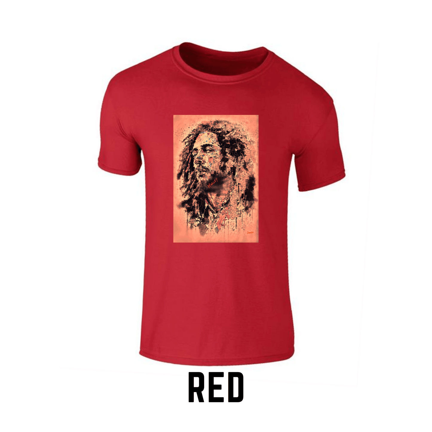 Bob Marley Dreads Printed Crew Neck T-Shirt by DeeDi Digital Art