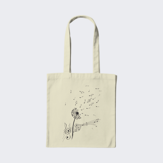 Dandelion Musical Notes Tote Bag - Designed by Mel Champion