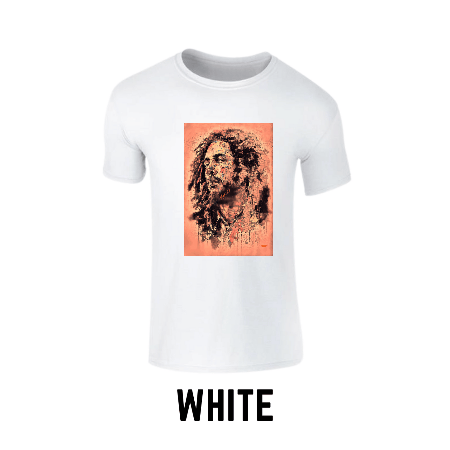 Bob Marley Dreads Printed Crew Neck T-Shirt by DeeDi Digital Art