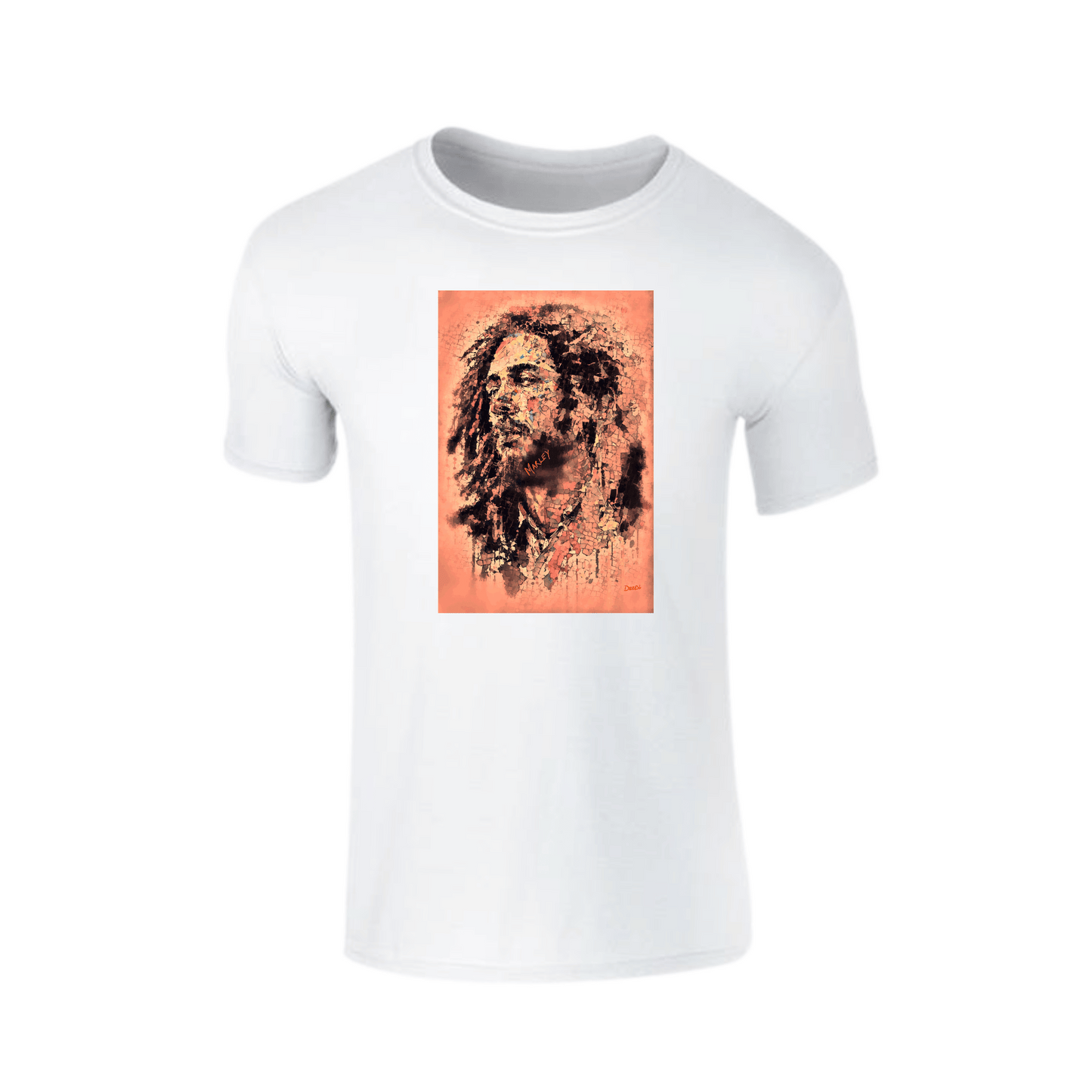 Bob Marley Dreads Printed Crew Neck T-Shirt by DeeDi Digital Art